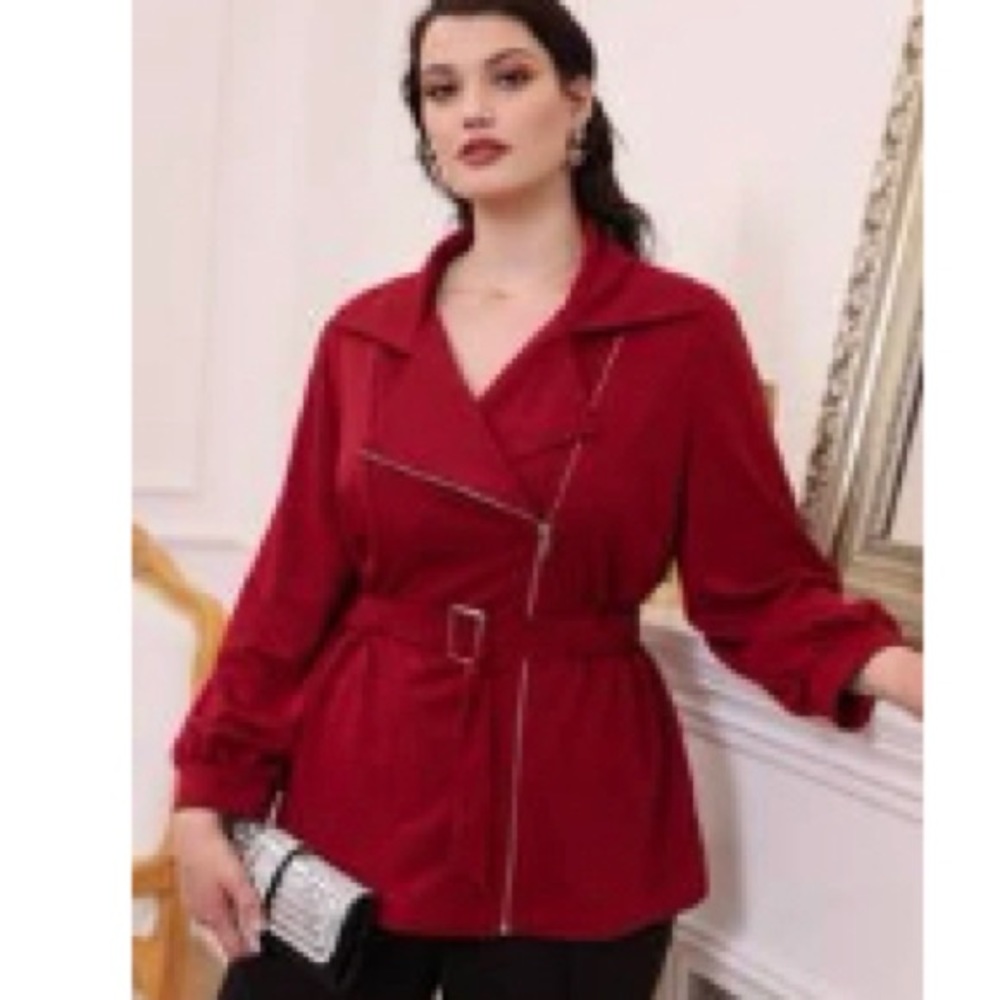 Burgundy plus size jacket